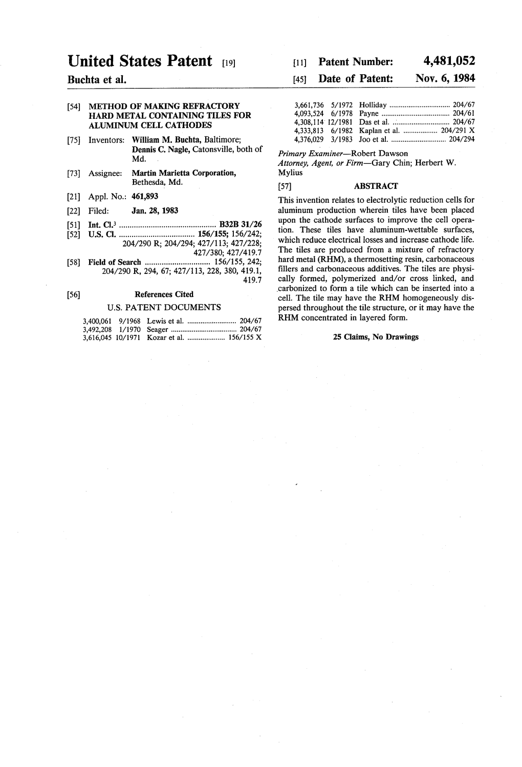 United States Patent [19] 4,481,052