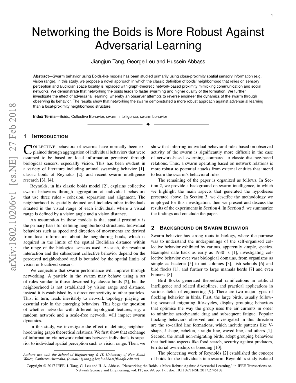 Networking the Boids Is More Robust Against Adversarial Learning