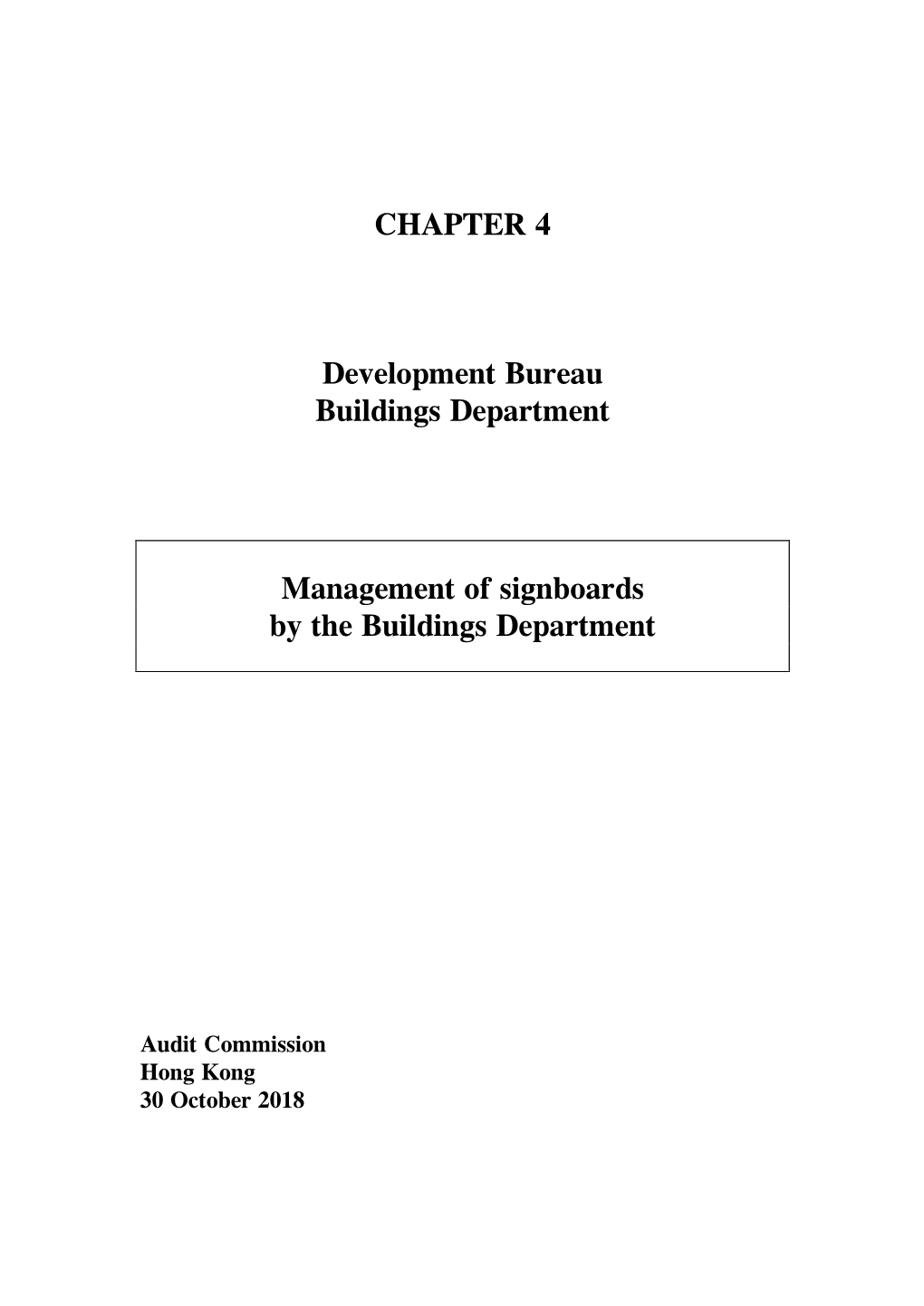 CHAPTER 4 Development Bureau Buildings Department Management