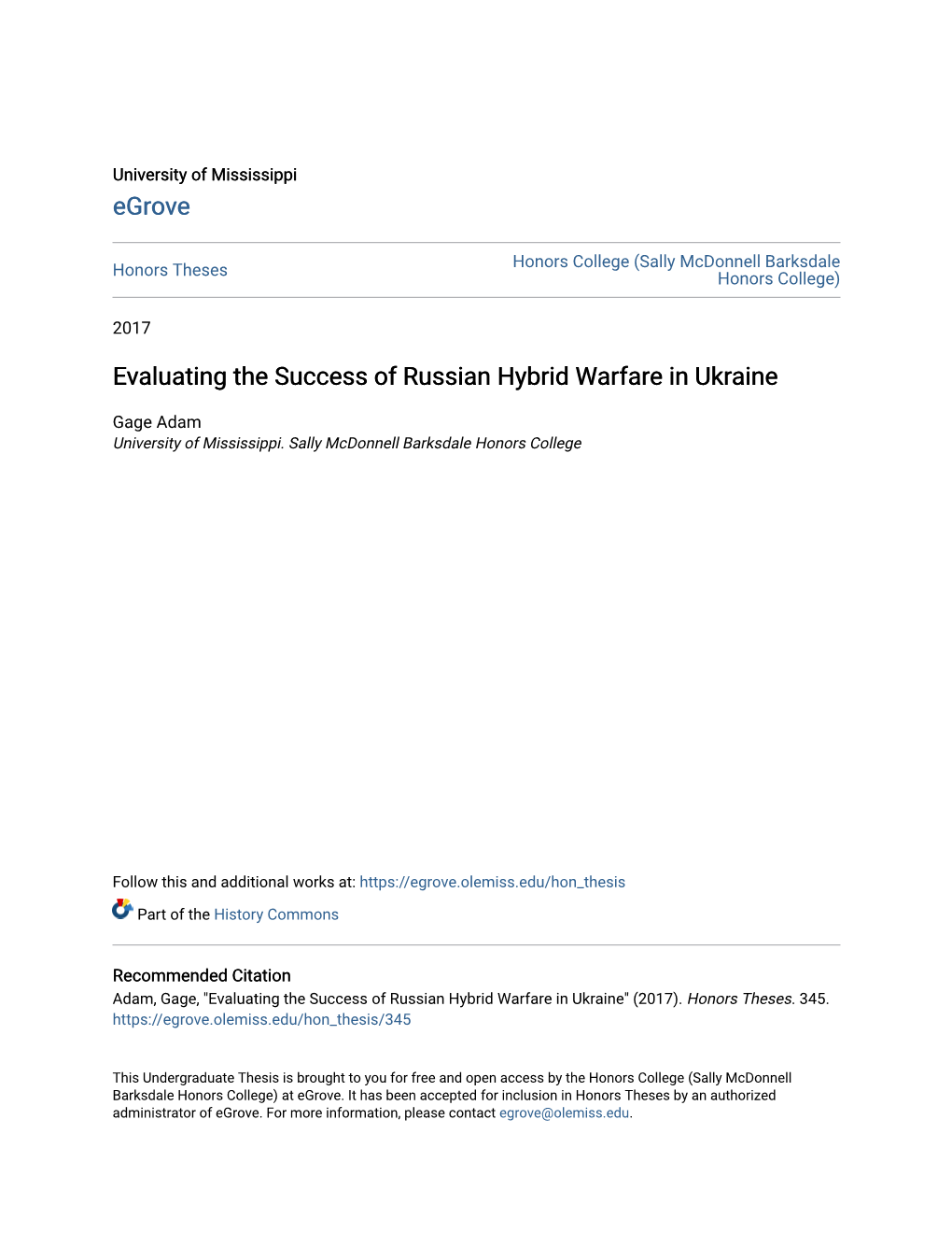 Evaluating the Success of Russian Hybrid Warfare in Ukraine