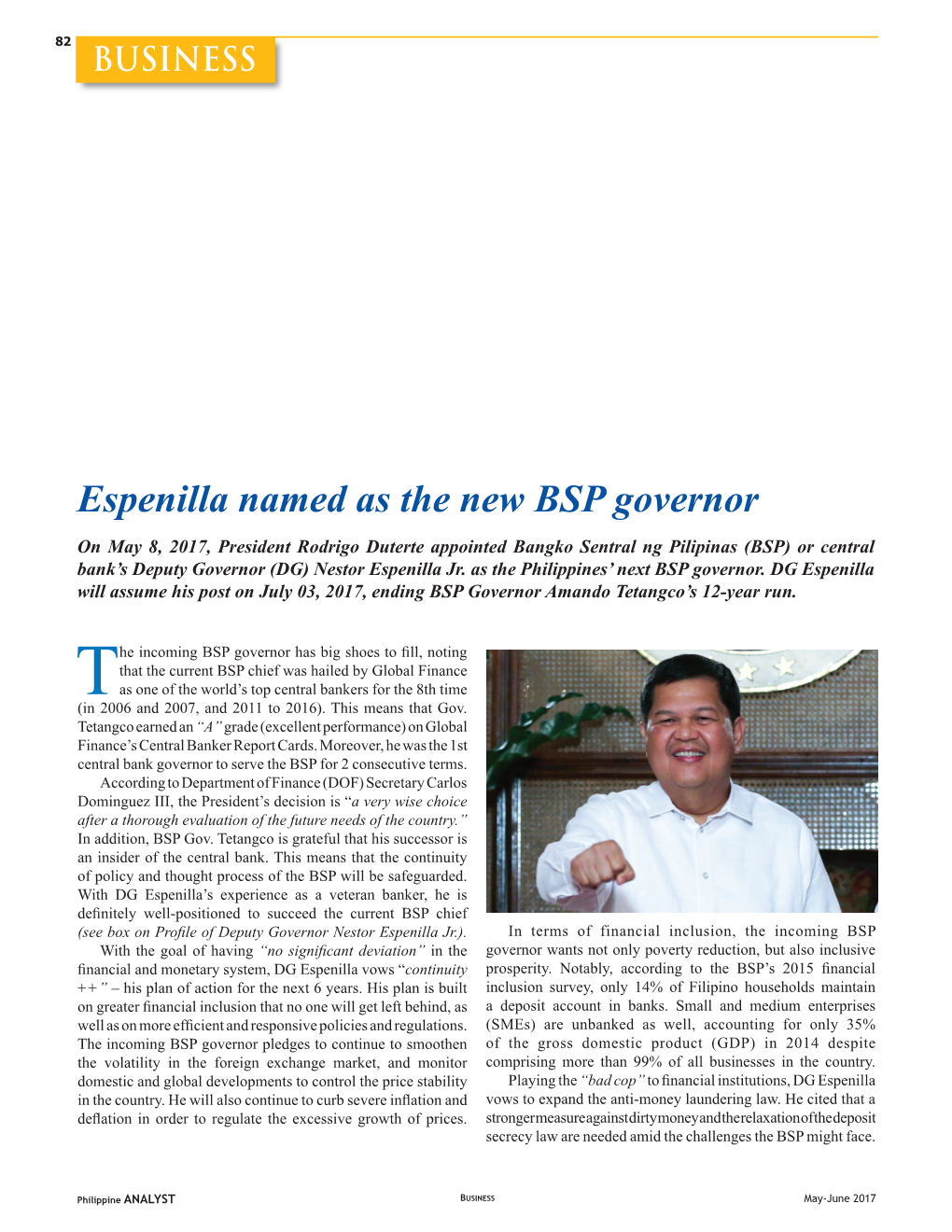 Espenilla Named As the New BSP Governor