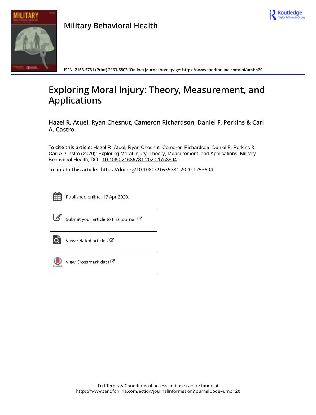 Exploring Moral Injury: Theory, Measurement, and Applications