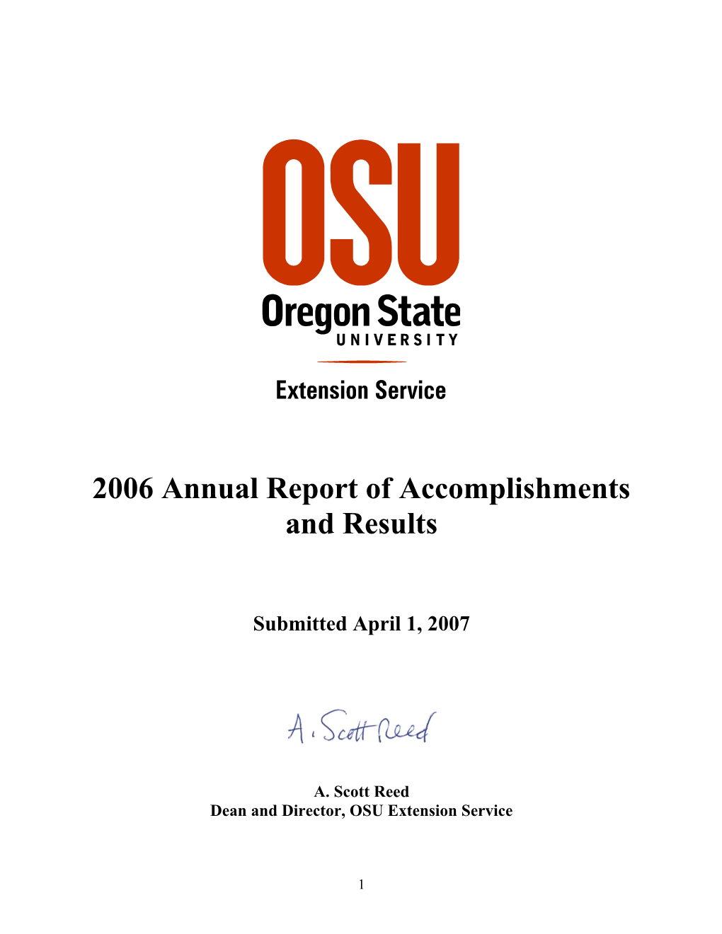 2006 Annual Report of Accomplishments and Results