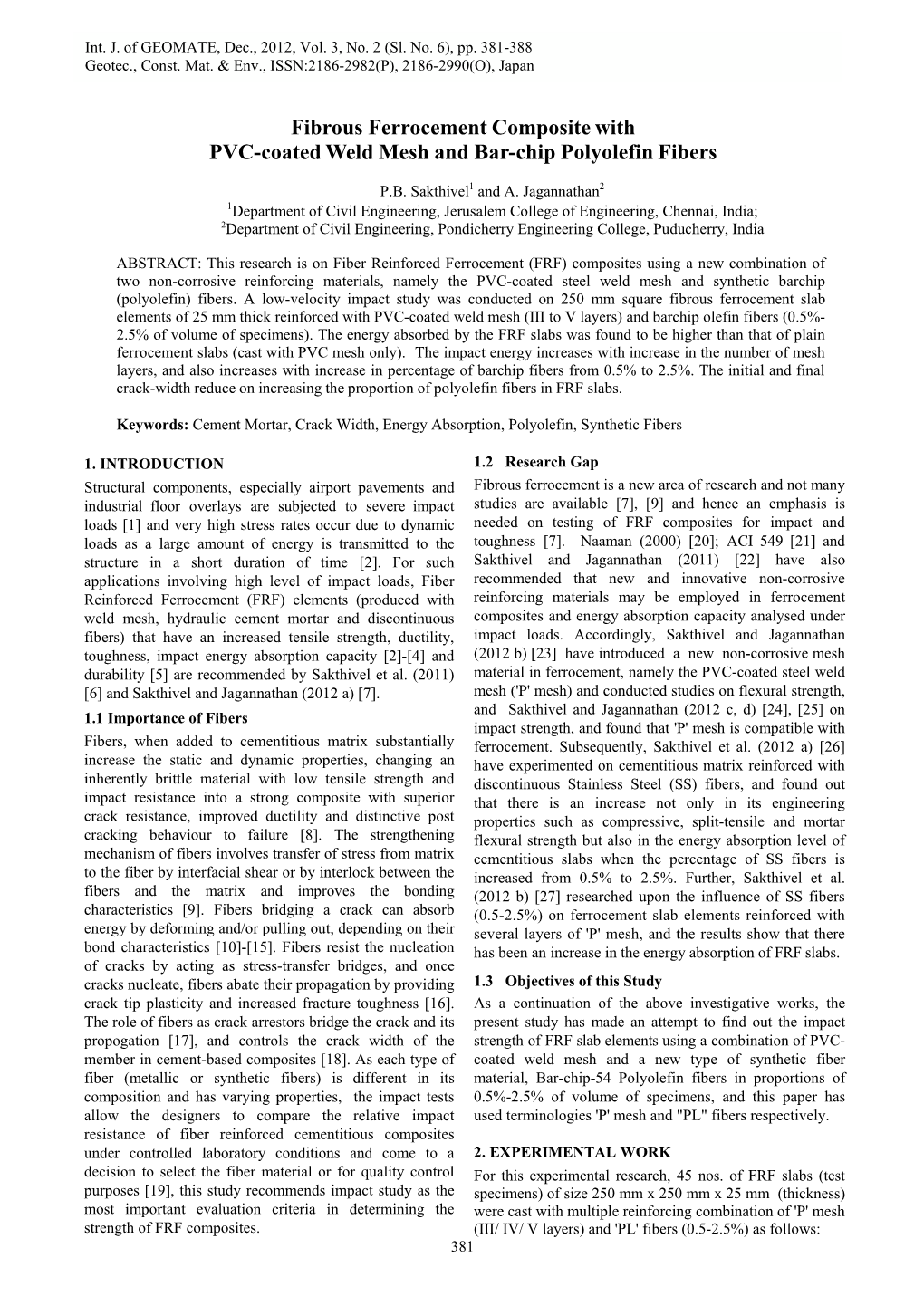 Fibrous Ferrocement Composite with PVC-Coated Weld Mesh and Bar-Chip Polyolefin Fibers