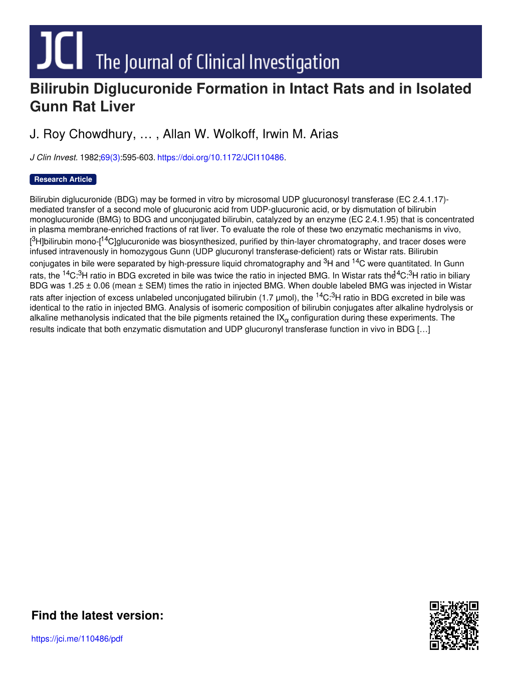 Bilirubin Diglucuronide Formation in Intact Rats and in Isolated Gunn Rat Liver