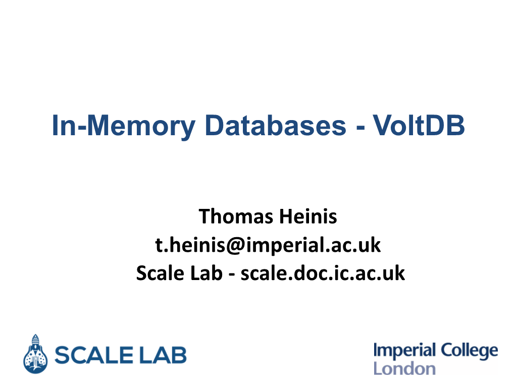 In-Memory Databases - Voltdb