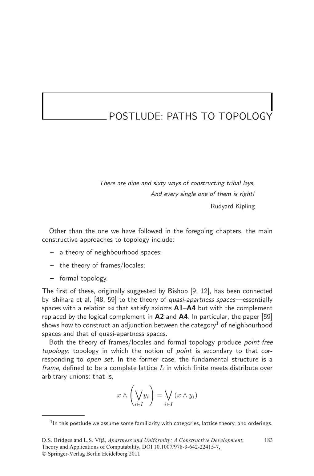 Postlude: Paths to Topology