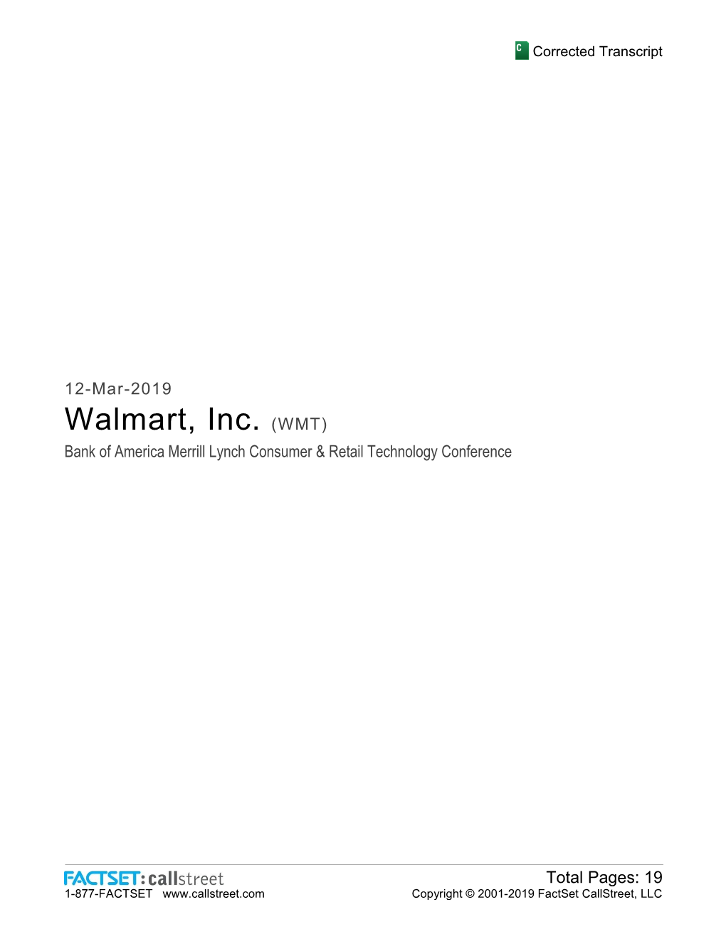 Walmart, Inc. (WMT) Bank of America Merrill Lynch Consumer & Retail Technology Conference