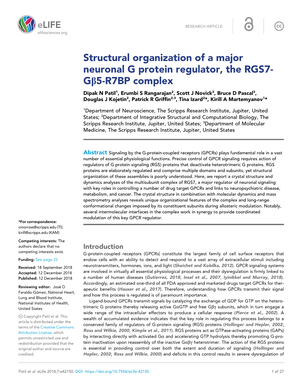 Structural Organization of a Major Neuronal G Protein Regulator, The