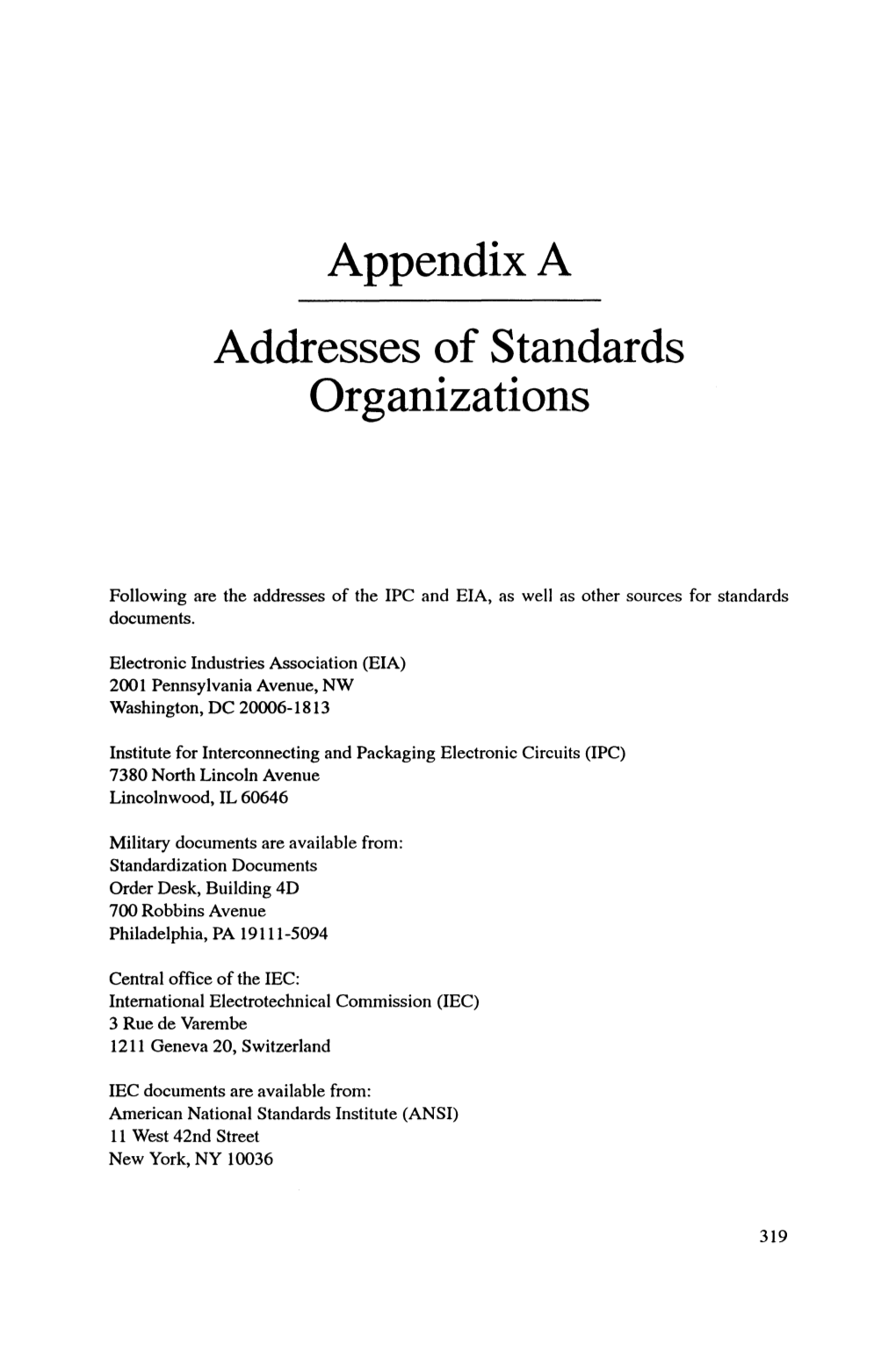 Appendix a Addresses of Standards Organizations