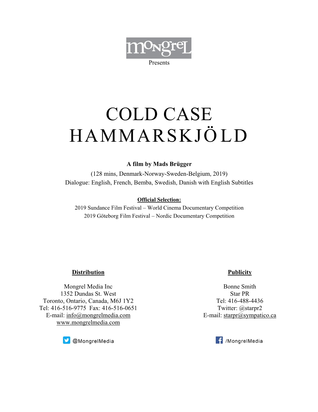 COLD CASE HAMMARSKJÖLD Press Kit SYNOPSIS