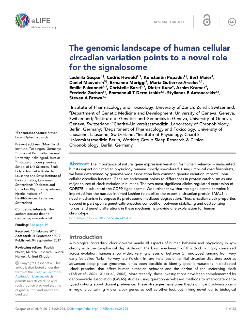 The Genomic Landscape of Human Cellular Circadian Variation