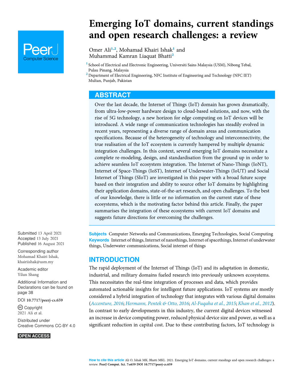 Emerging Iot Domains, Current Standings and Open Research Challenges: a Review