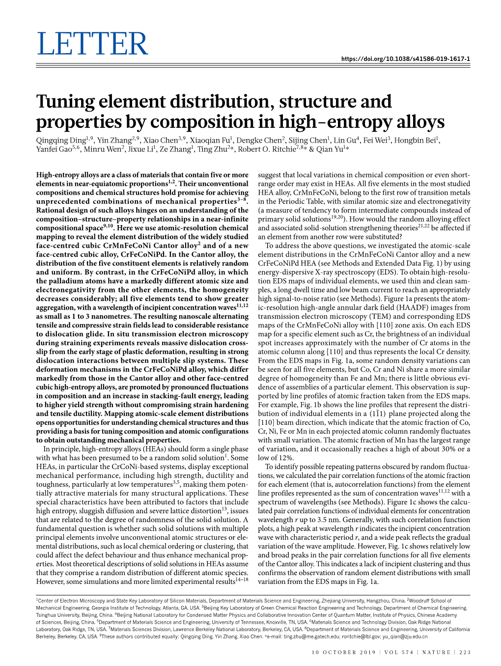 Tuning Element Distribution, Structure and Properties by Composition In