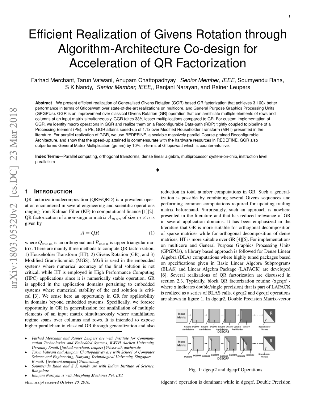 Efficient Realization of Givens Rotation Through Algorithm