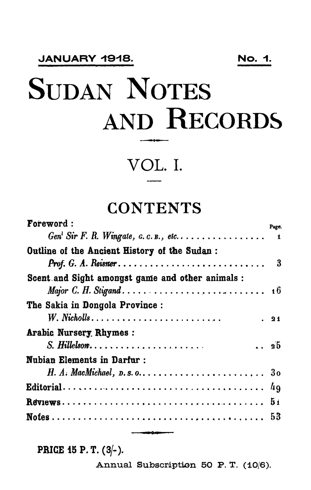 Sudan Notes and Record~ -.- Vol