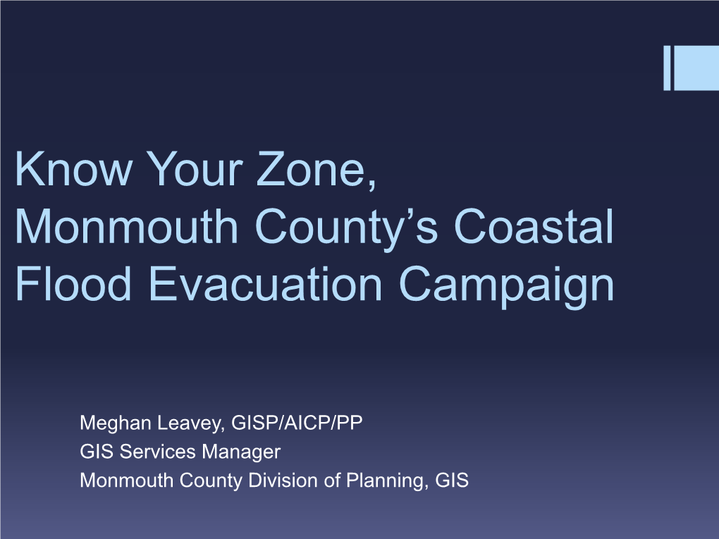 Know Your Zone, Monmouth County's Coastal Flood Evacuation Campaign