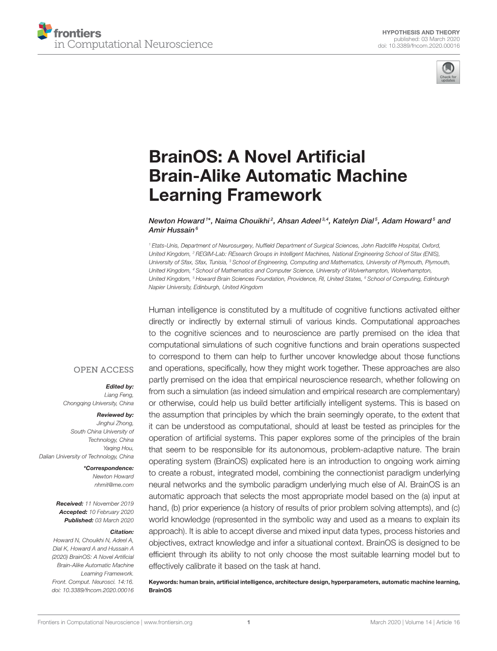 A Novel Artificial Brain-Alike Automatic Machine Learning Framework
