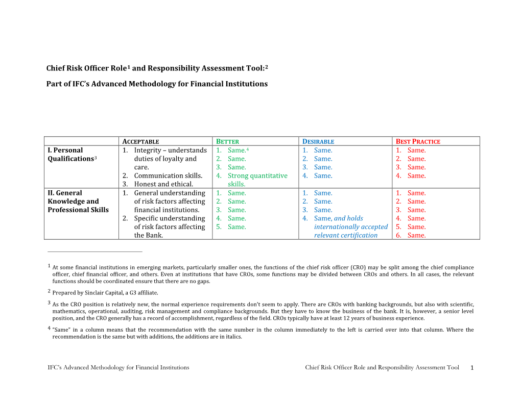 TOR for Chief Risk Officer: Role And