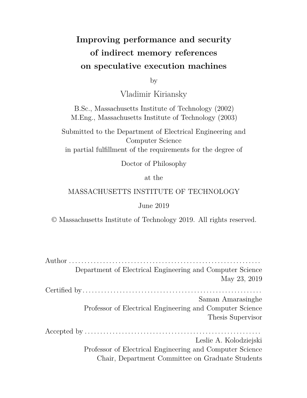 Improving Performance and Security of Indirect Memory References On