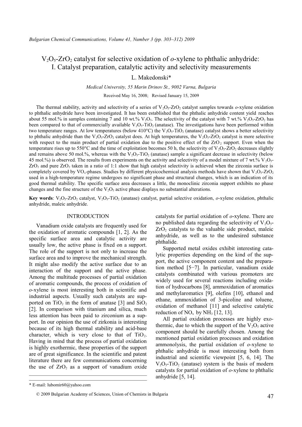 Bulgarian Chemical Communications, Volume 41, Number 3 (Pp s2