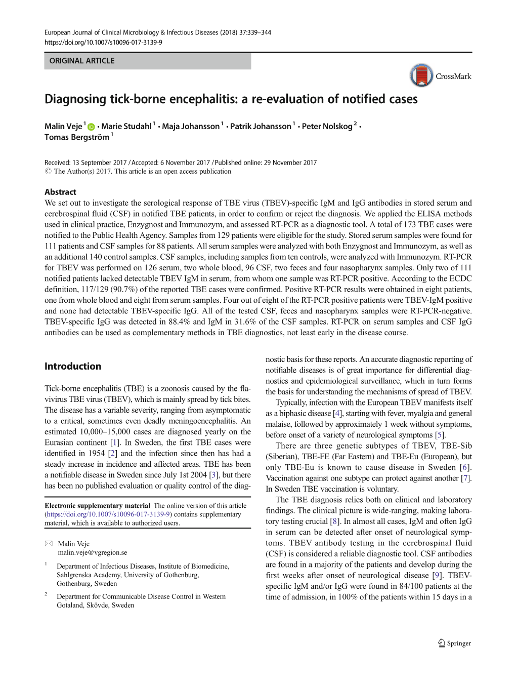 Diagnosing Tick-Borne Encephalitis: a Re-Evaluation of Notified Cases