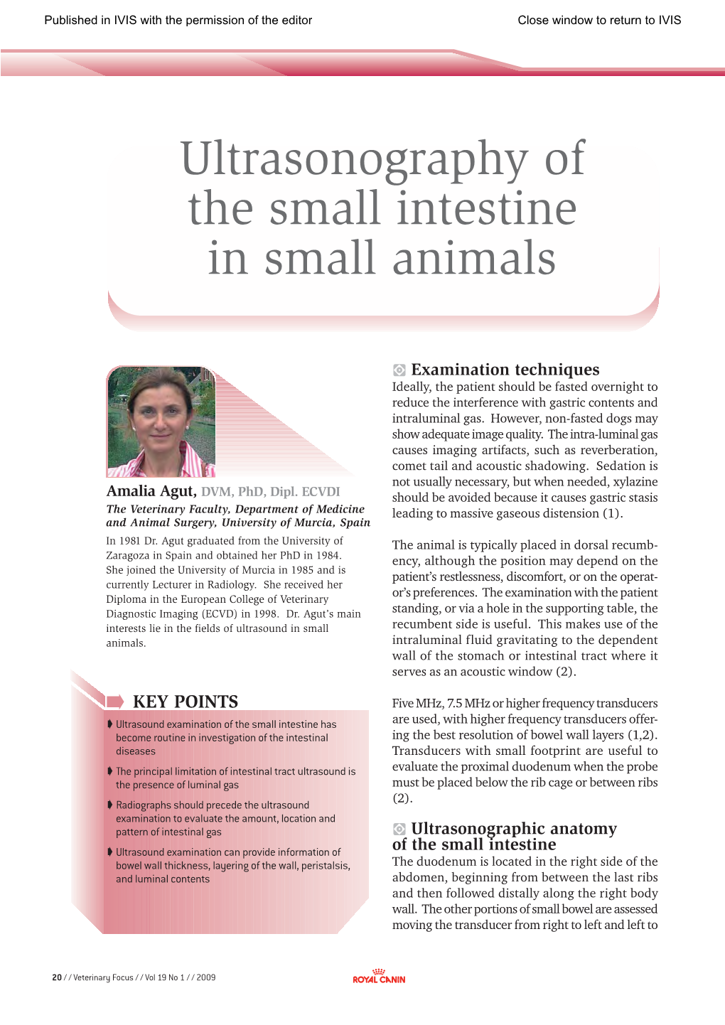 Ultrasonography of the Small Intestine in Small Animals. In