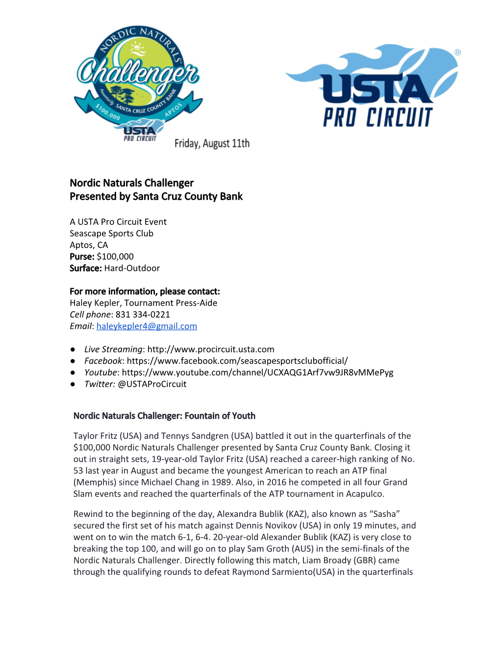 Nordic Naturals Challenger Presented by Santa Cruz County Bank