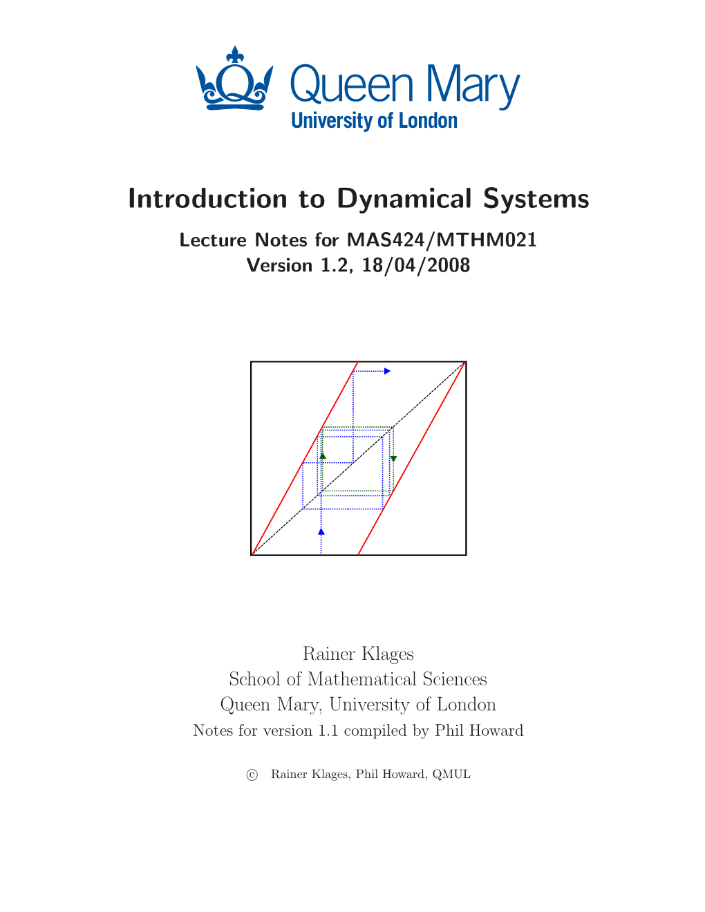 Introduction to Dynamical Systems Lecture Notes for MAS424/MTHM021 Version 1.2, 18/04/2008