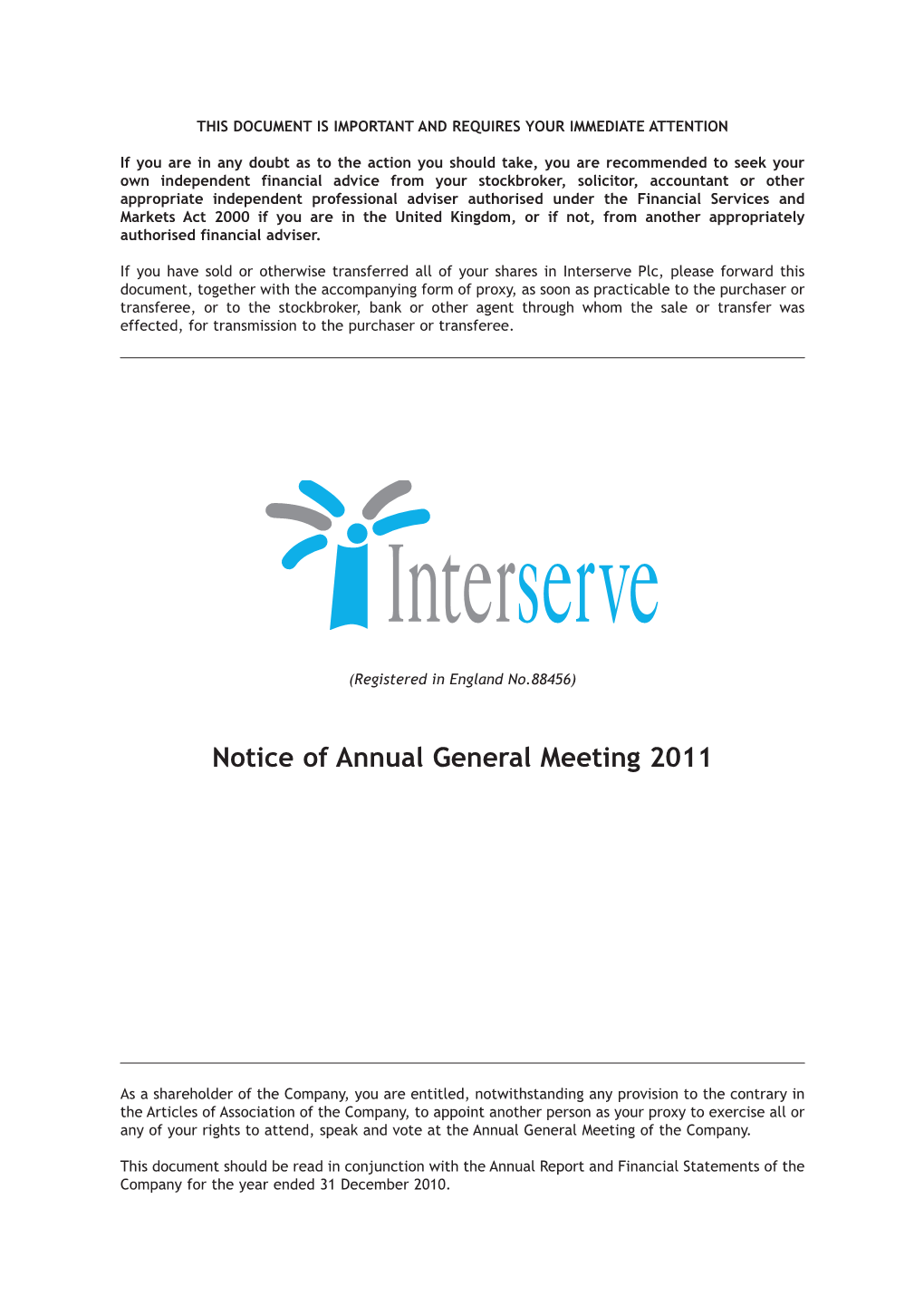 Notice of Annual General Meeting 2011