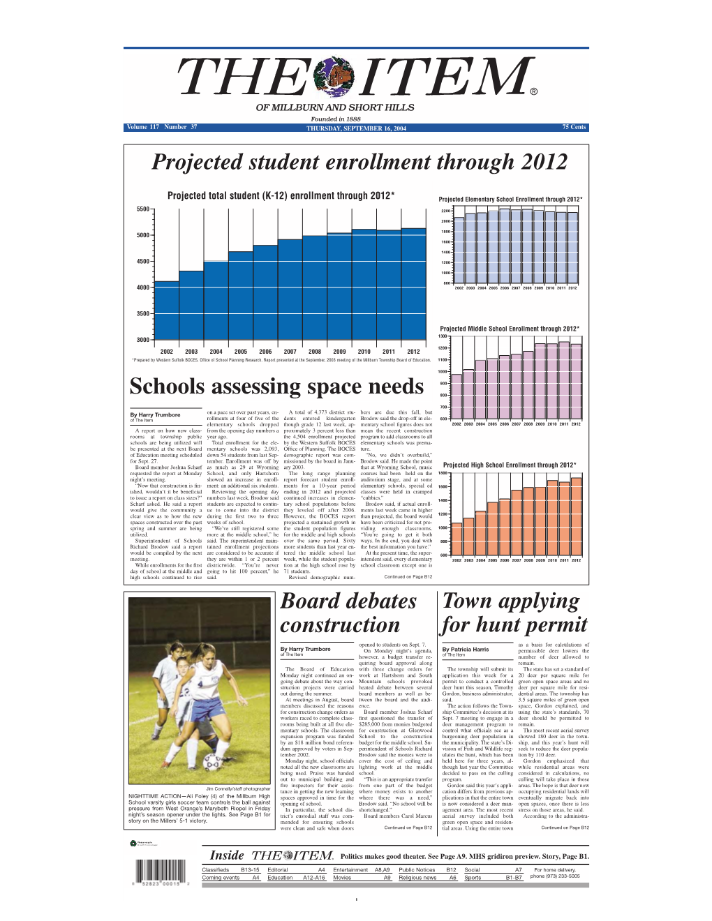 Board Debates Construction Projected Student Enrollment Through 2012 Schools Assessing Space Needs