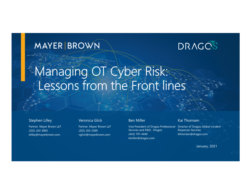 Managing OT Cyber Risk: Lessons from the Front Lines