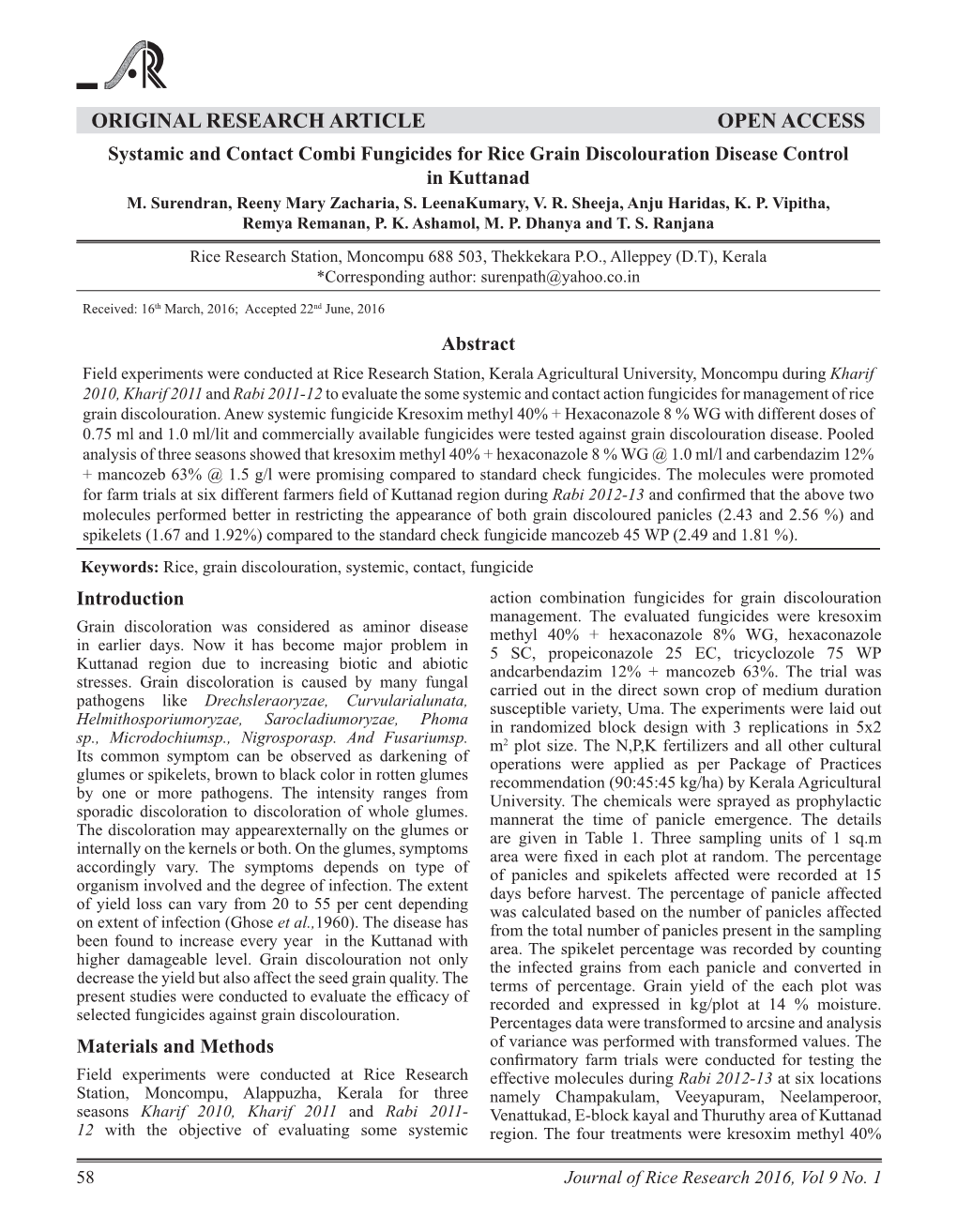 Systemic and Contact Combi Fungicides for Rice Grain