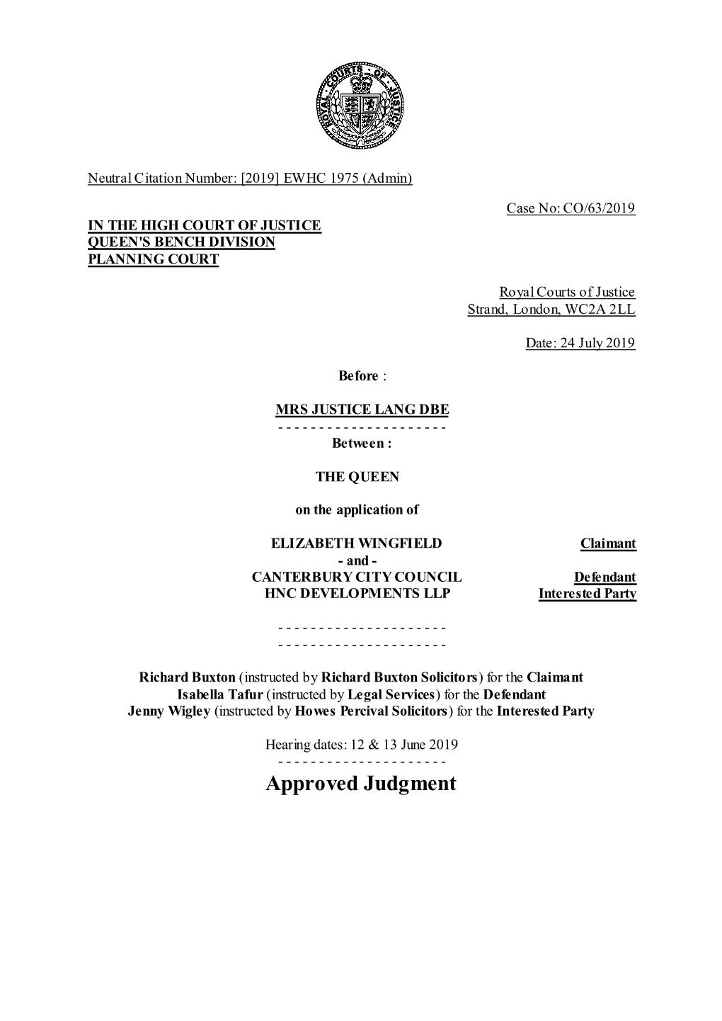 High Court Judgment Template