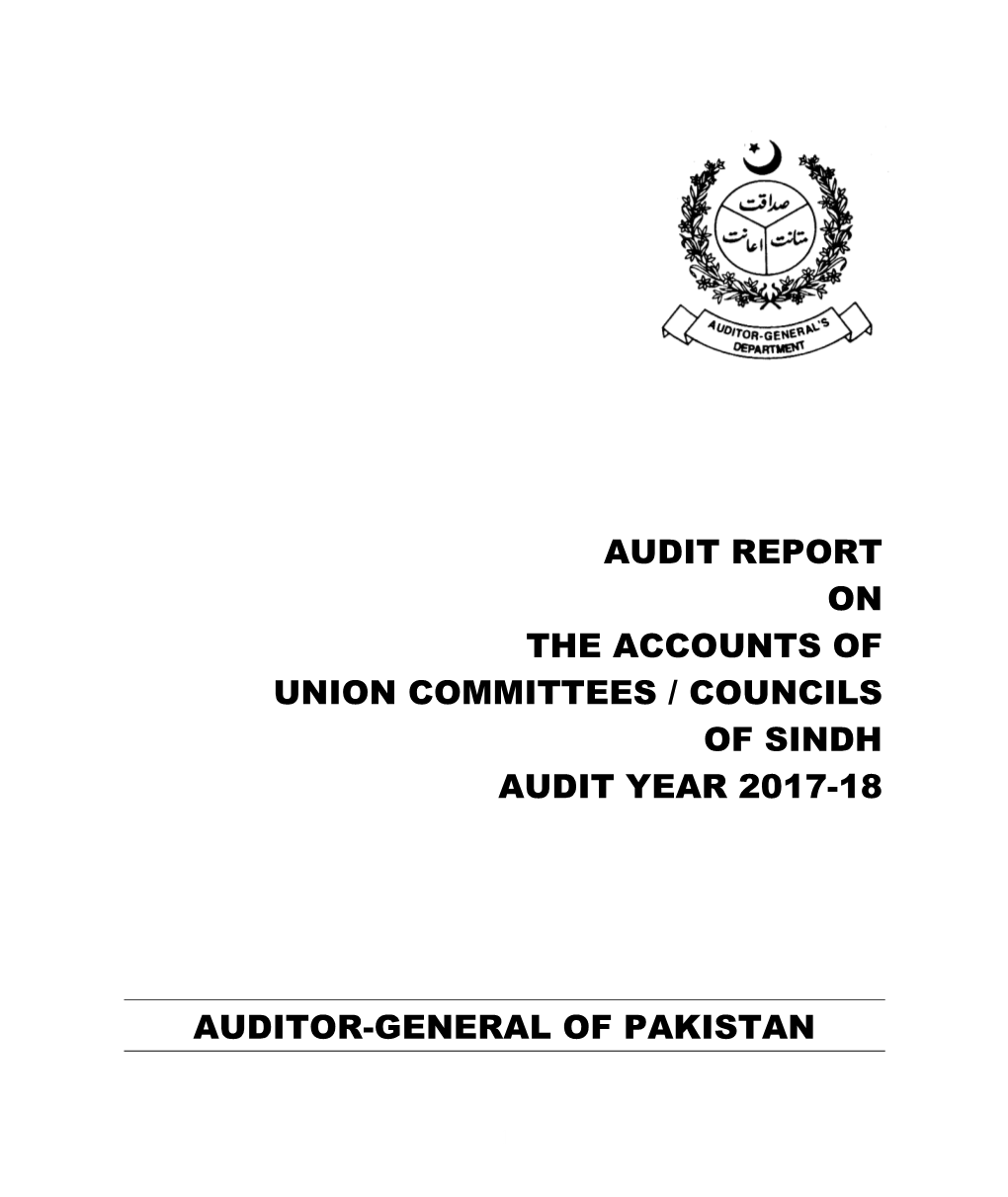 Audit Report on the Accounts of Union Committees / Councils of Sindh Audit Year 2017-18