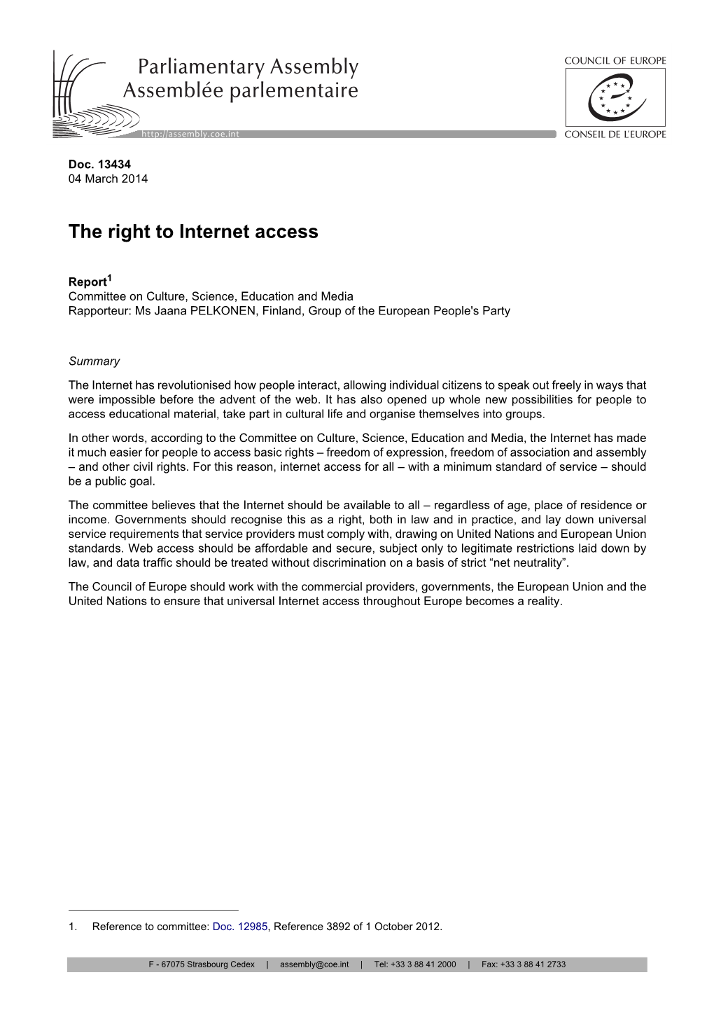 The Right to Internet Access