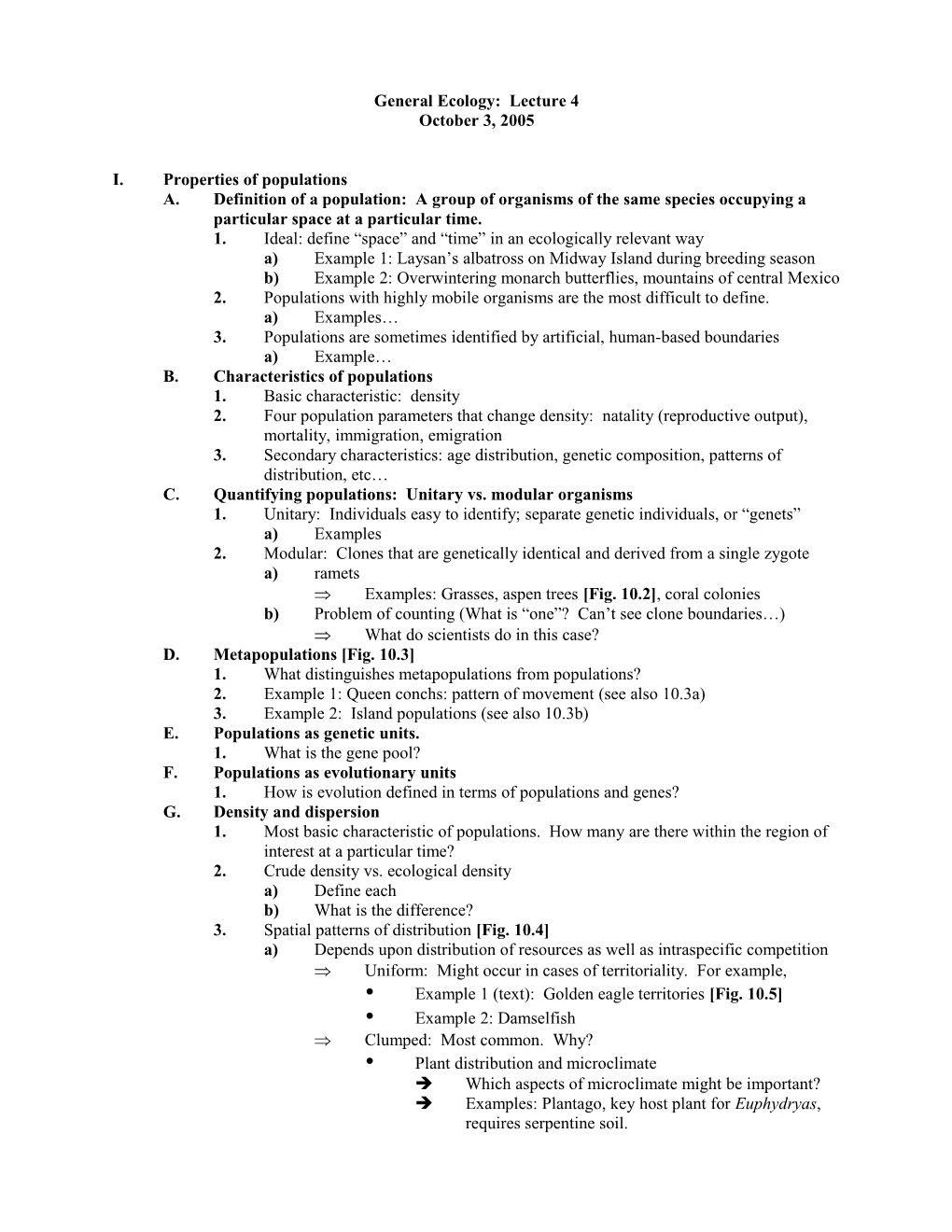 General Ecology: Lecture 2