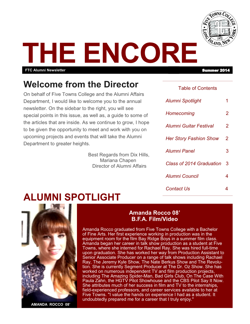 Alumni Spotlight 1 Newsletter
