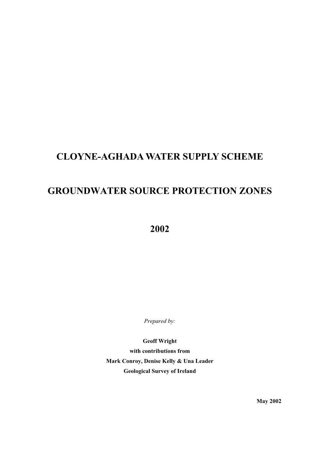 Cloyne-Aghada Water Supply Scheme Groundwater