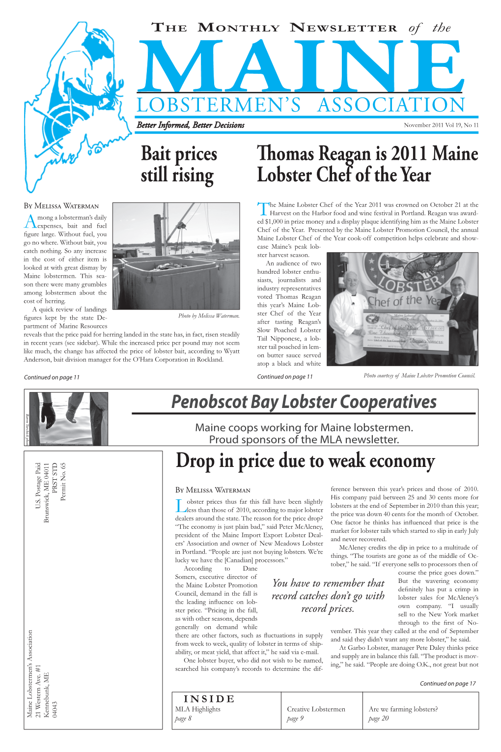 Thomas Reagan Is 2011 Maine Lobster Chef of the Year Drop In