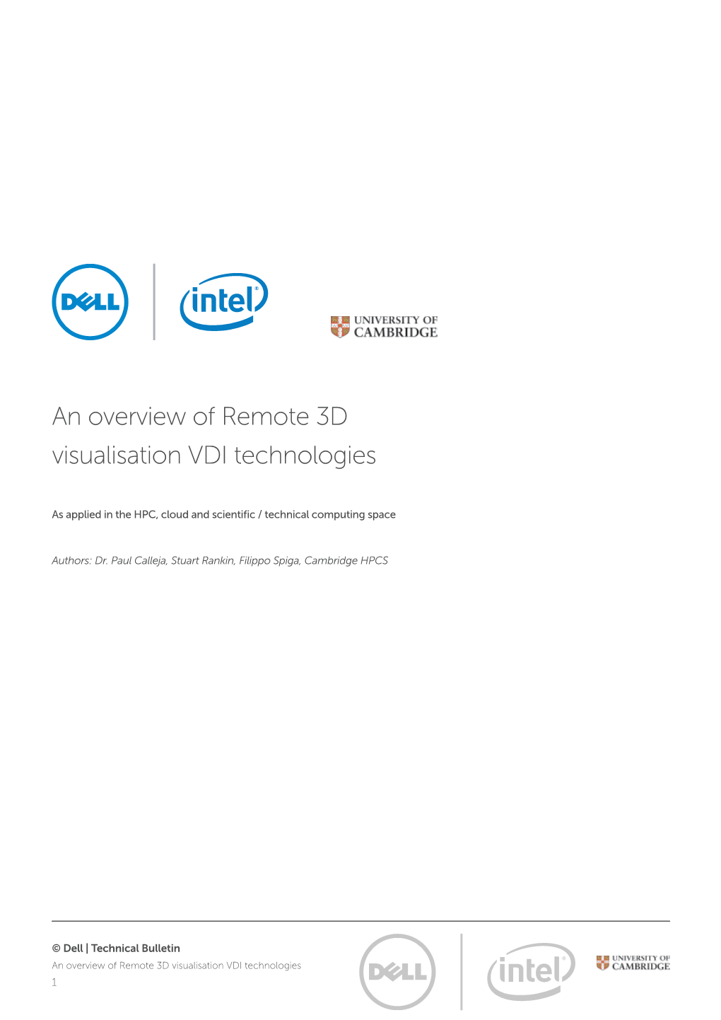 An Overview of Remote 3D Visualisation VDI Technologies