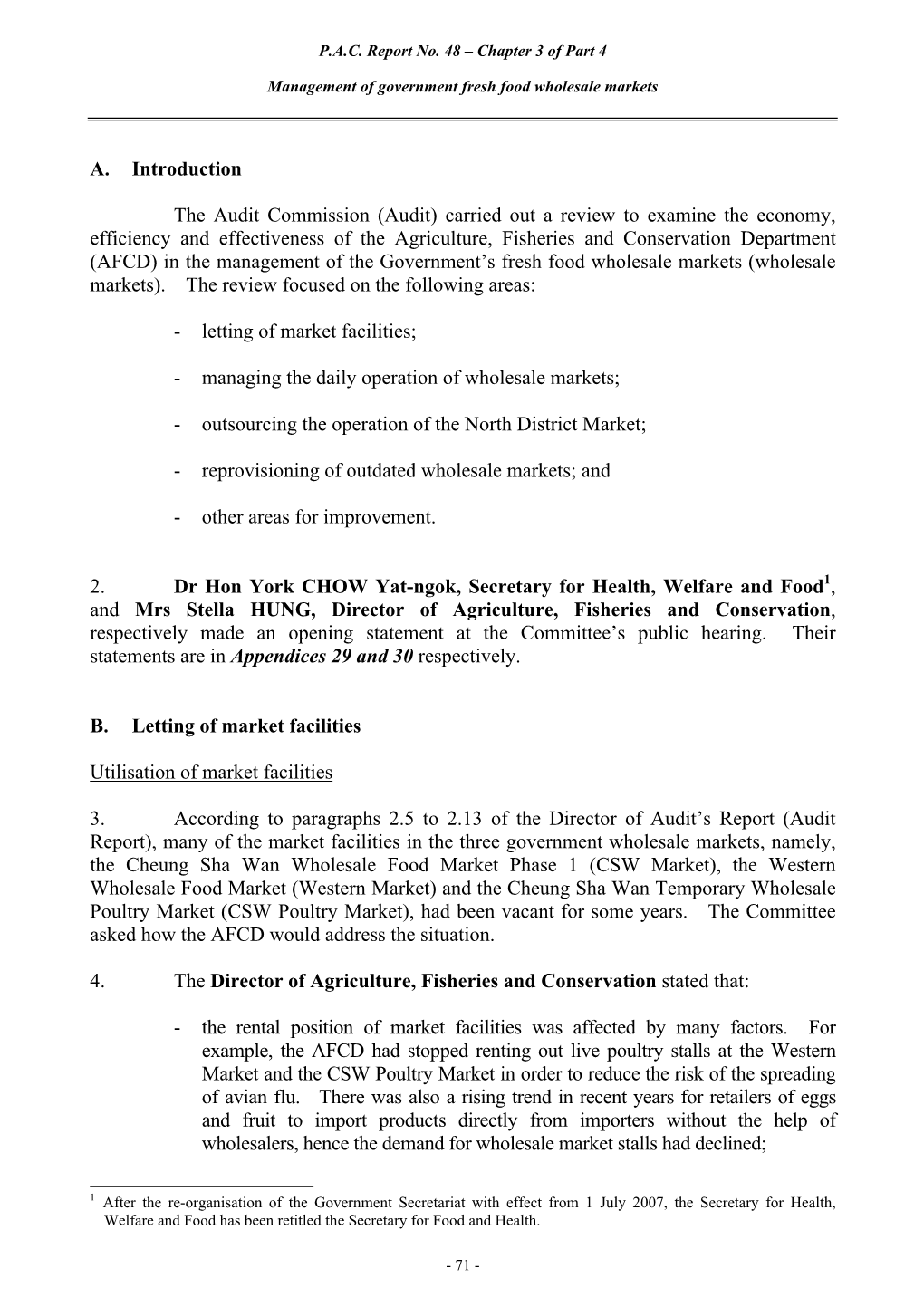 Management of Government Fresh Food Wholesale Markets