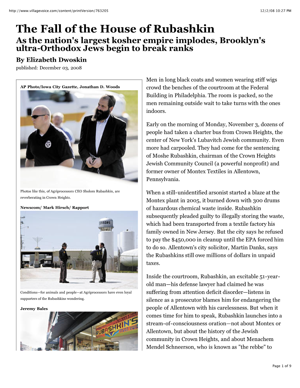 The Fall of the House of Rubashkin