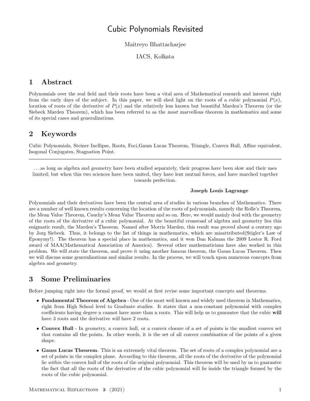 Cubic Polynomials Revisited