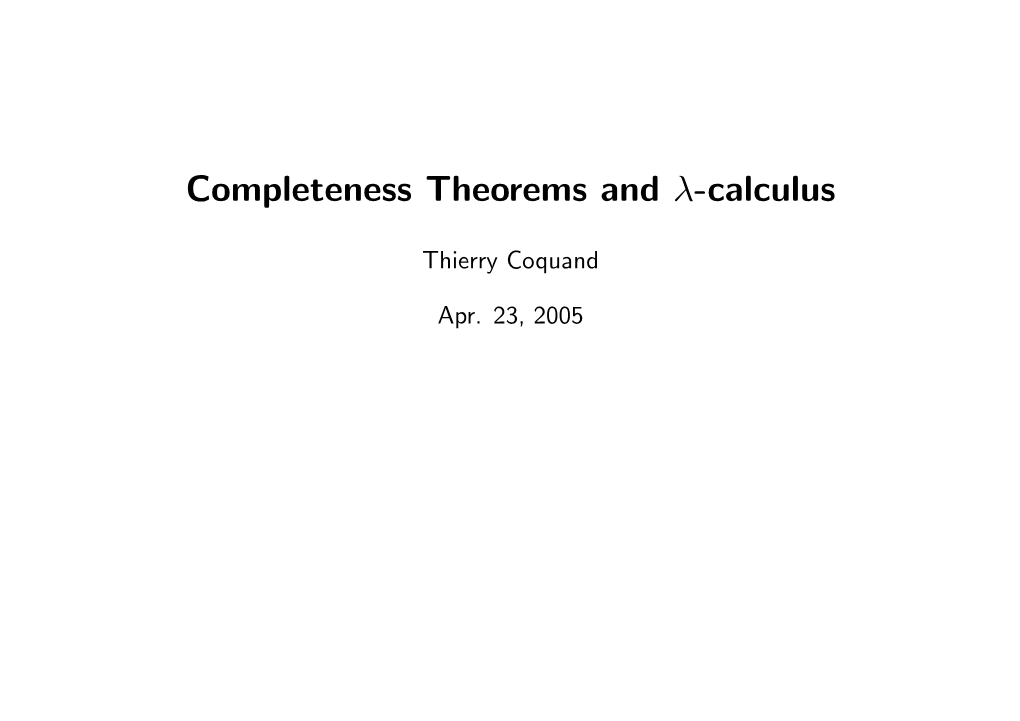 Completeness Theorems and Lambda-Calculus