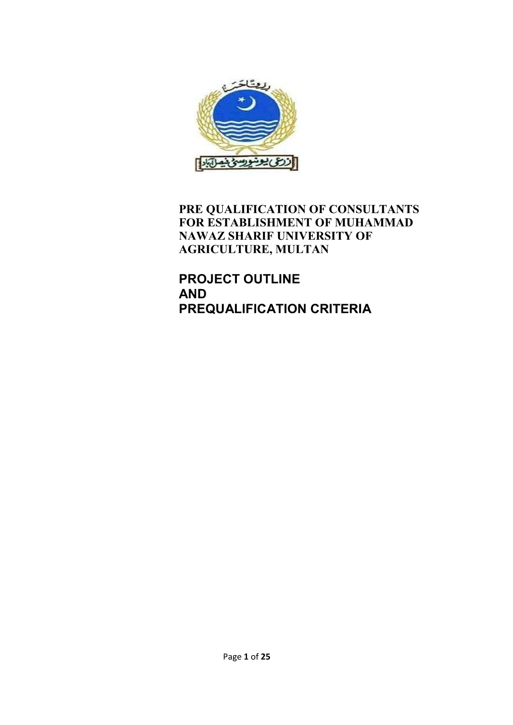 Project Outline and Prequalification Criteria