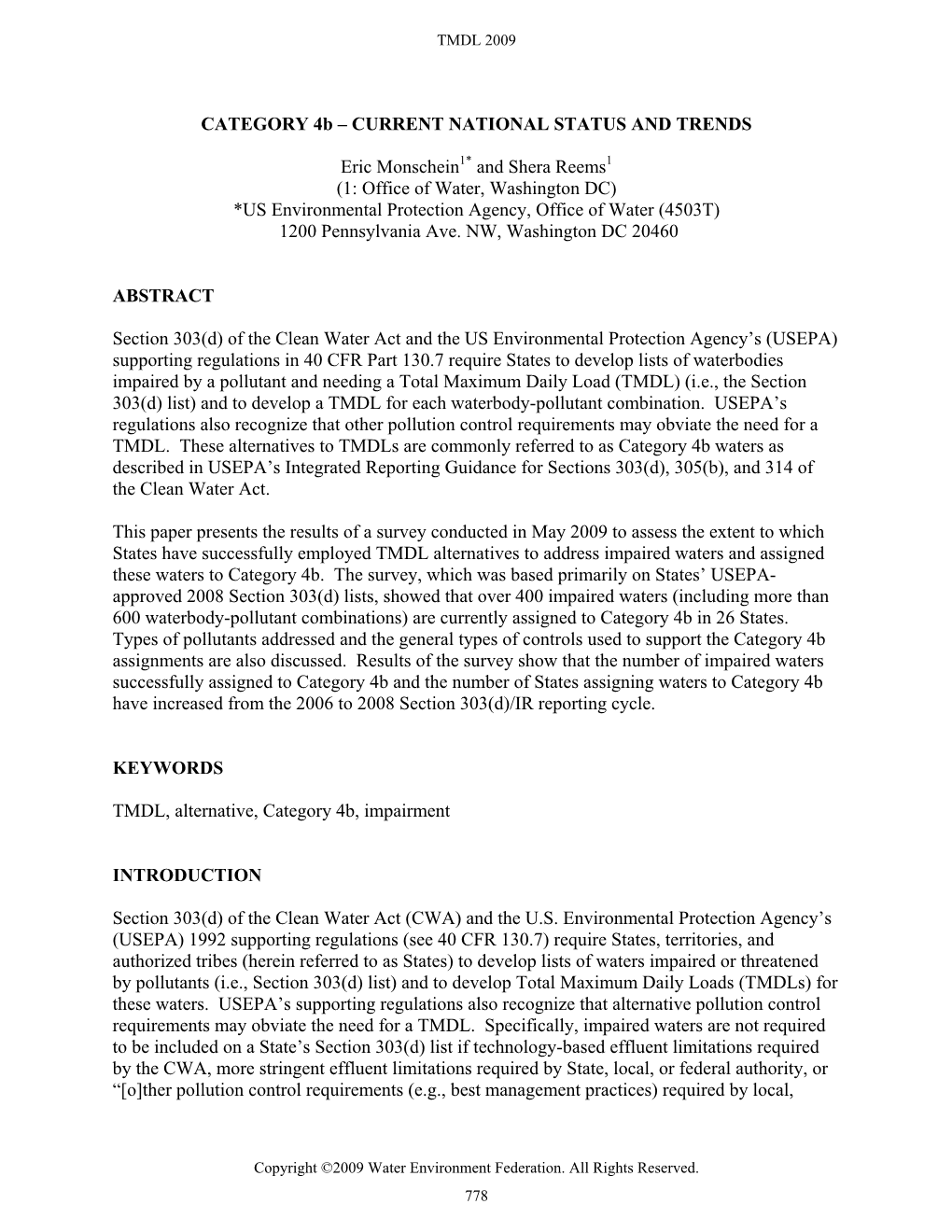 CATEGORY 4B – CURRENT NATIONAL STATUS and TRENDS