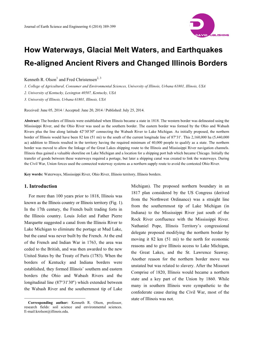 How Waterways, Glacial Melt Waters, and Earthquakes Re-Aligned Ancient Rivers and Changed Illinois Borders