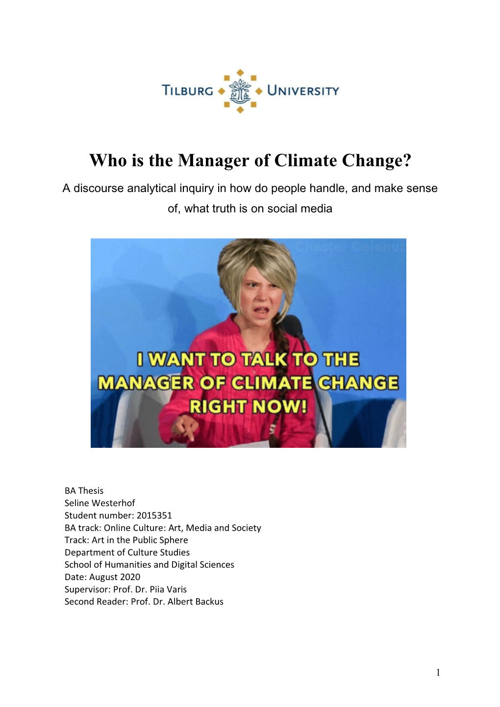 Who Is the Manager of Climate Change?
