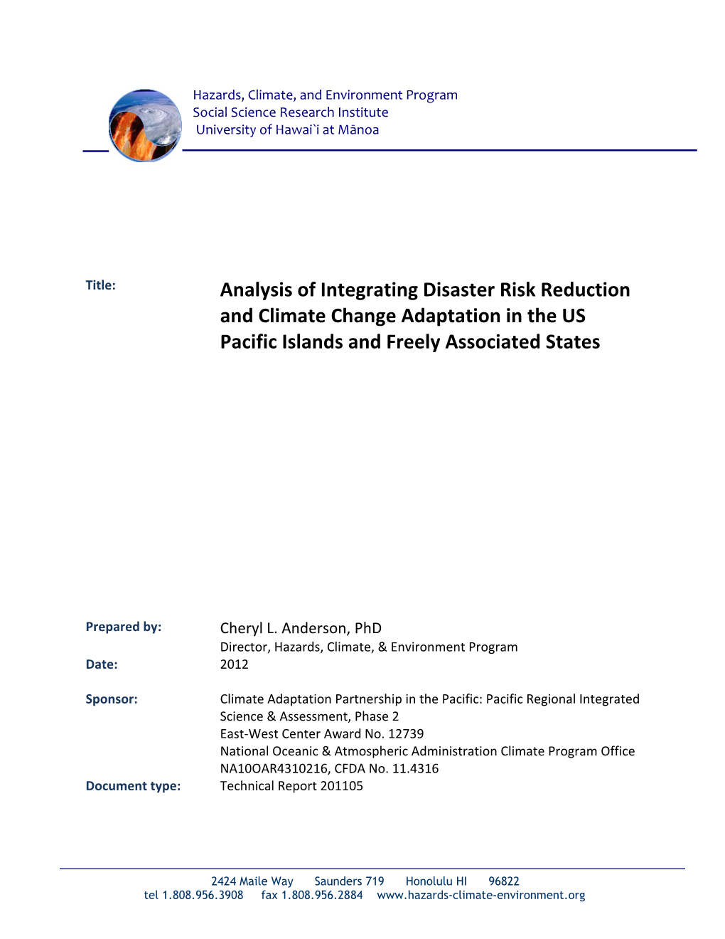 Analysis of Integrating Disaster Risk Reduction and Climate Change